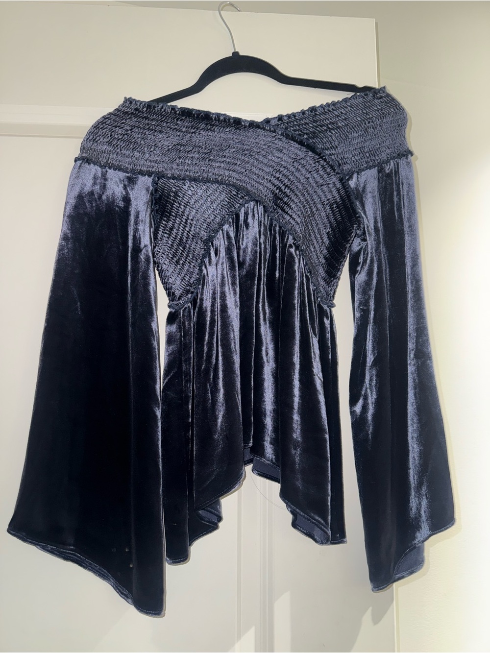 Ramy Brook Navy Velvet High-Low Skirt